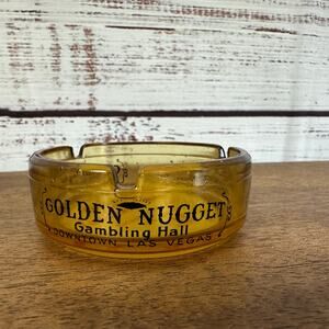 Vintage Las Vegas NV The Golden Nugget Tumbleweed Motel 3.5" Amber Glass Ashtray